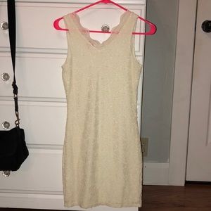 white body con lace dress